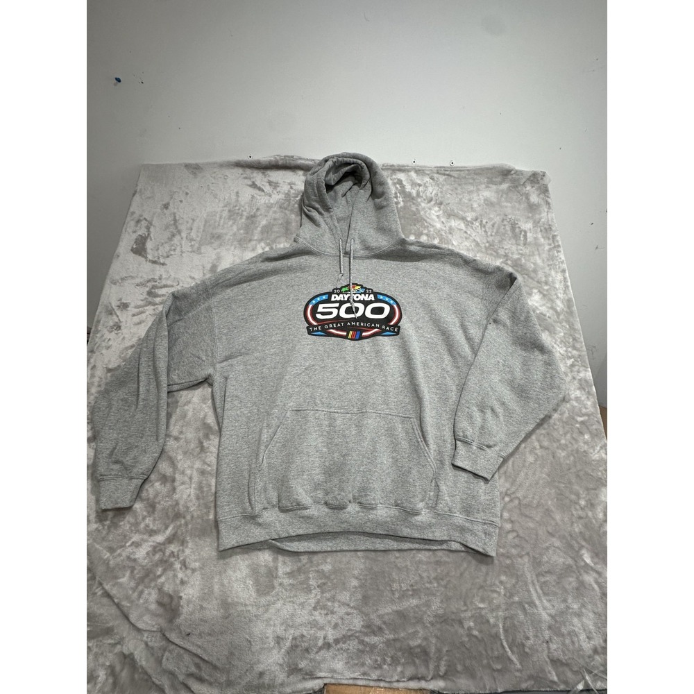 Daytona 500 Speedway Hoodie Men's Size 2XL Gray 2022 Drawstring Long Sleeve EUC